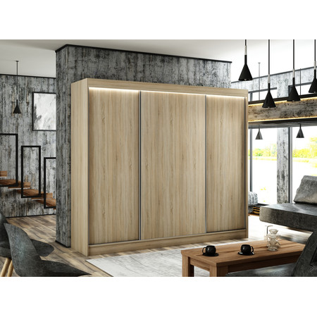 Kvalitní Šatní Skříň Bergo 250 cm Dub craft Furniture