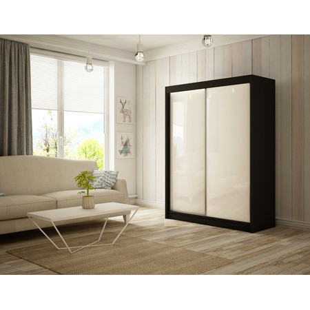 Kvalitní Šatní Skříň Peak 150 cm Bílá Černý mat Furniture