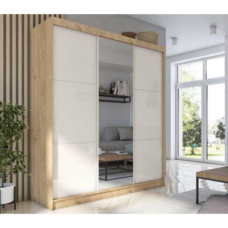 Kvalitní Šatní Skříň Viviana 200 cm Dub sonoma/bílá Furniture